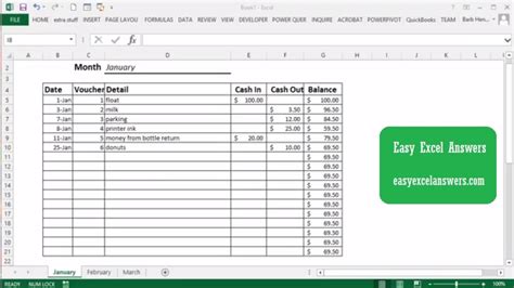 Cash Total Sheet For Cash Box In Excel