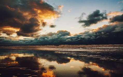Download Wallpaper 3840x2400 Sea Horizon Clouds Sky Sunset 4k Ultra
