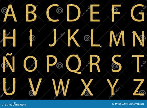 Alfabet Met Brieven Van Goud Vector Illustratie Illustration Of