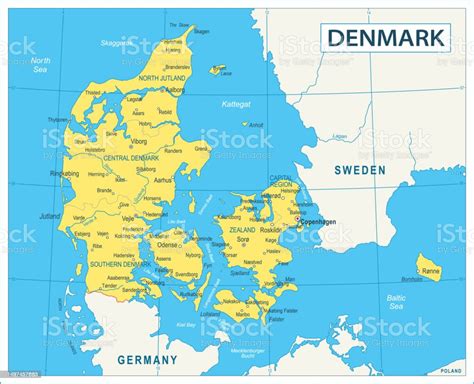 Denmark Map Highly Detailed Vector Illustration Stock Illustration