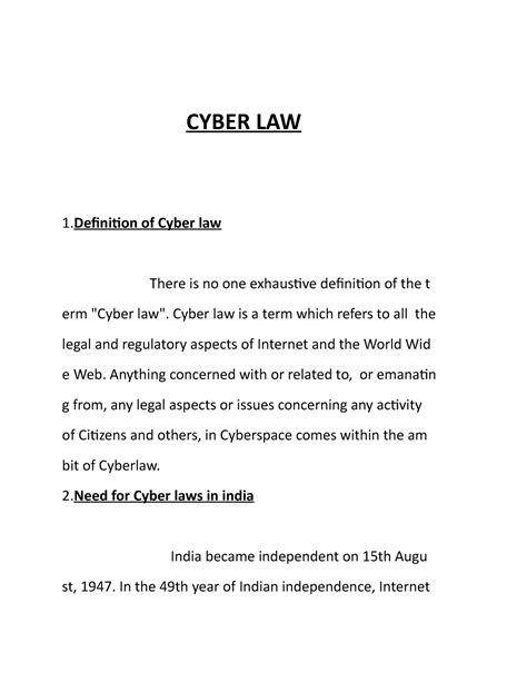 Cyberlaw Definition Cyber Law 1 Of Cyber Law There Is No One