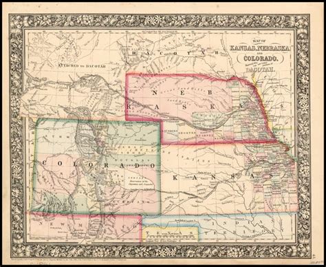 Map Of Kansas Nebraska And Colorado Showing Also The Southern Portion Of Dacotah Wyoming