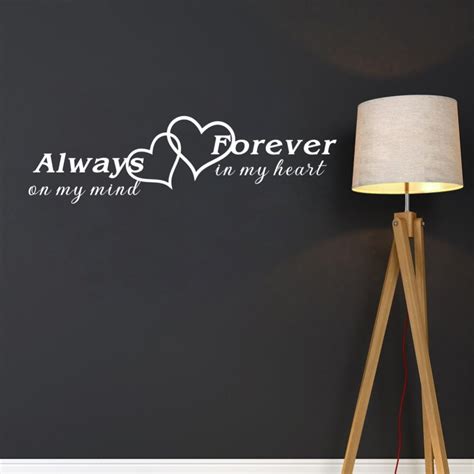 Always On My Mind Forever In My Heart Romantic Quotes Wall Sticker Love