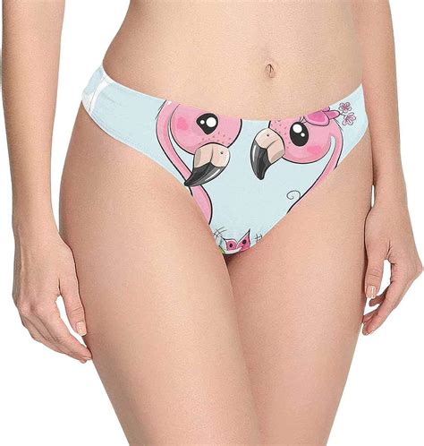 Amazon Com Custom Nolvelty Floral Pink Flamingo Women S Thongs Panties
