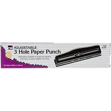 Charles Leonard 3 Hole Paper Punch Adjustable Holes 12
