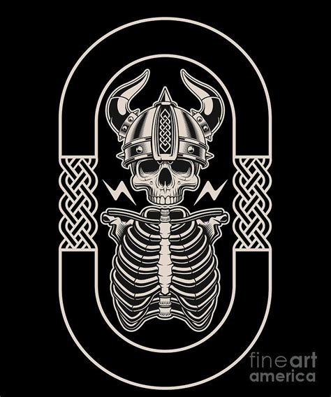 Valhalla Viking Skeleton Axe Warrior Norse Mythology T Digital Art