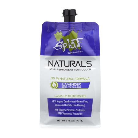 Splat hair color contains a unique formula that will give your hair bold vivid color. Splat Naturals 30 Wash Semi-Permanent Hair Color, Lavender ...