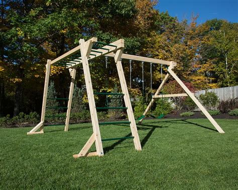 Monkey Bars With Swings Attacted Backyard Activities Swing Set Diy