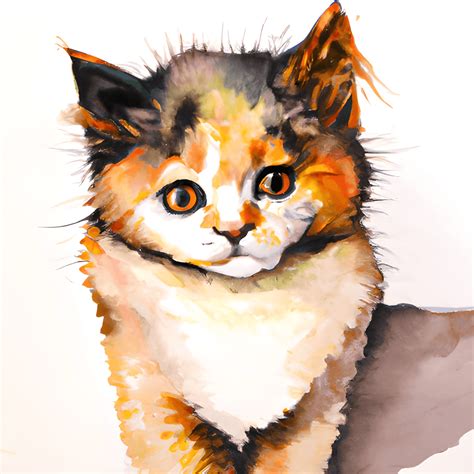 Watercolour Calico Kitten Graphic · Creative Fabrica
