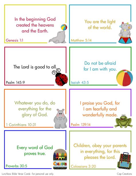 Come to me, all who labor and are heavy laden, and i will give you rest. Cap Creations: Free Printable Lunchbox Bible Verse Cards