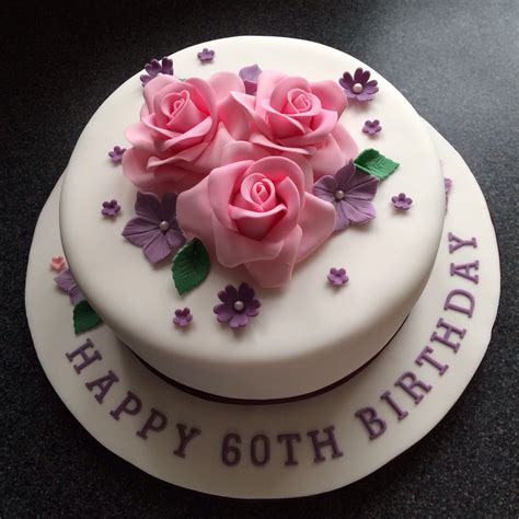 60th Birthday Cake Pink Roses 60th Birthday Cakes Cake Decorating Cake