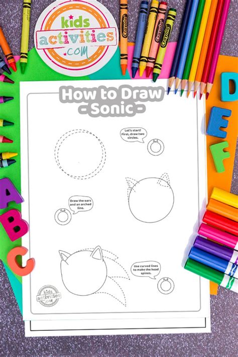 How To Draw Sonic The Hedgehog Printable Tutorial Kids Fashion