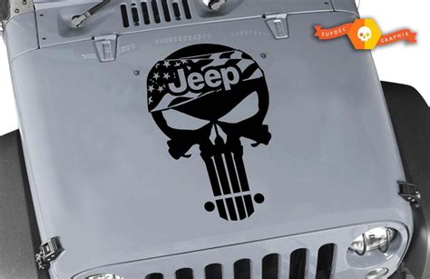 Jeep Wrangler Tj Lj Jk Punisher Skull Flag Kit Set Hood Vinyl Decal Car