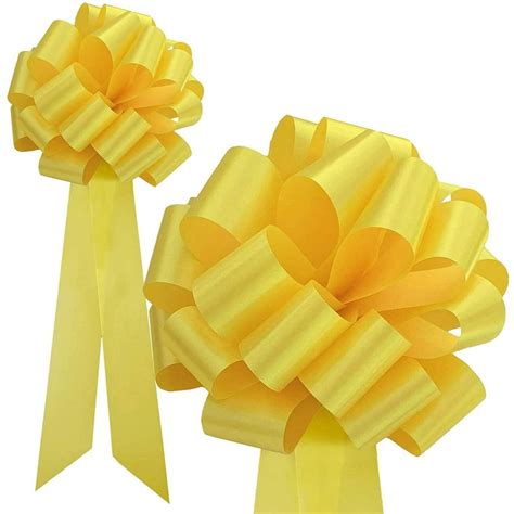 Big Decorative Yellow Pull Bows Set Of 6 20 Long Tails 9 Wide
