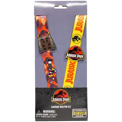 Jurassic Park Lanyard And Pins Set Entertainment Earth Exclusive