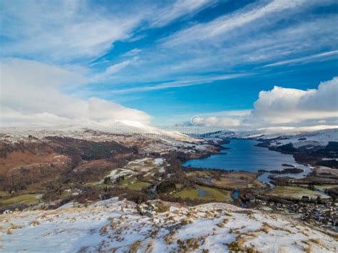 Stunning Views Over Loch Tay In Winter Above Killin Scotland Stock