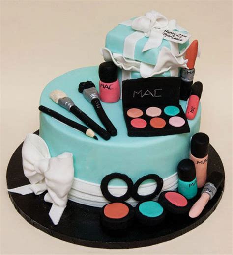 Just get the kids in front of the camera and get ready to say cheese! Blue Mac Makeup Cake - Mac makeup cakes in Lahore