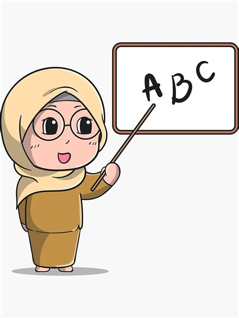 Chibi Teacher Using Glasses Vector Icon Illustration Sticker For Sale