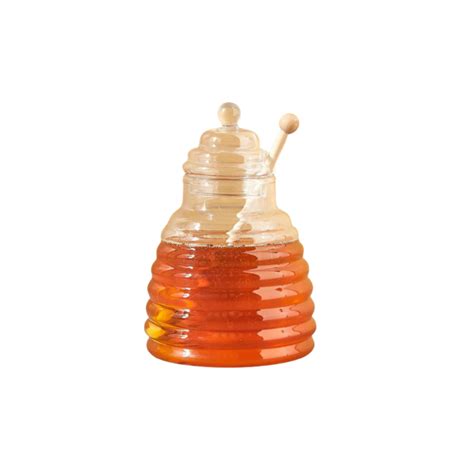 Beehive Glass Honey Jar With Wood Dipper Leanne Citrone