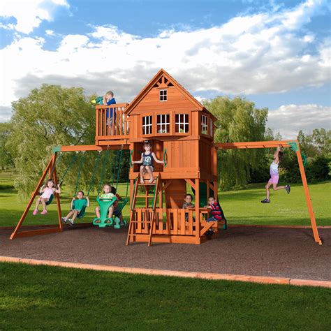 A yard offers enough room for kids to explore and grow gorillaplay sets home backyard playground. Backyard Discovery Skyfort All Cedar Swing Set & Reviews ...