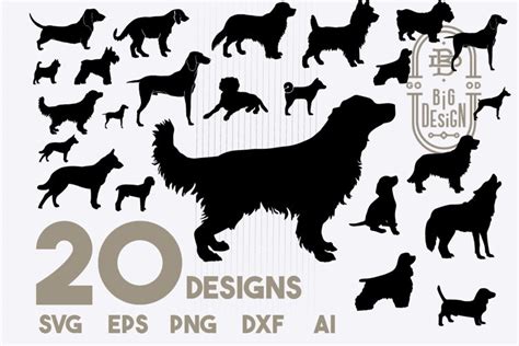 Svg Dog Bundle 20 Dogs Svg Cut Files Dog Silhouette 232505 Svgs