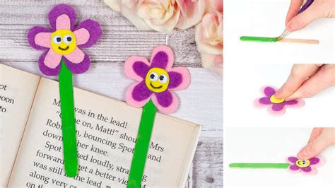 How To Make Flower Bookmarks From Craft Sticks Youtube