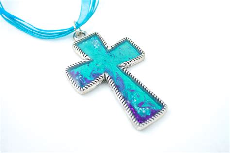 Turquoise Cross Necklace Christian Jewelry Faith Based