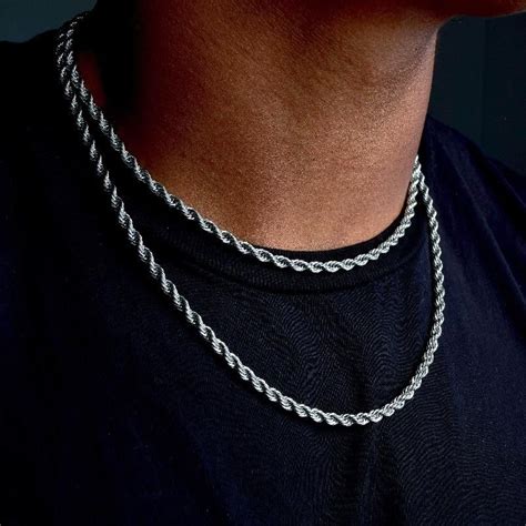 Gold Rope Chain 4mm In 2021 Mens Chain Necklace Edgy Jewelry Silver Chain For Men