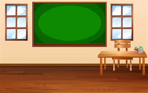 Free Vector Empty Classroom Interior With Chalkboard