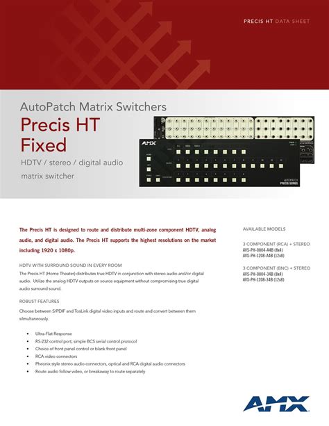 Amx Precis Avs Ph 1208 34b Matrix Switcher Datasheet Manualslib
