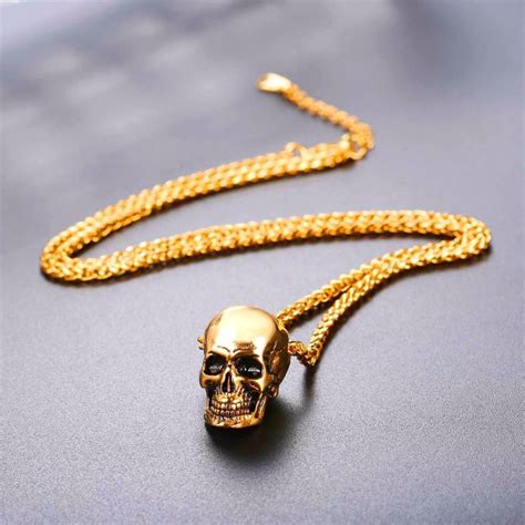 Mens Skull Necklace 3 Colors Gold Chains For Men Skull Necklace