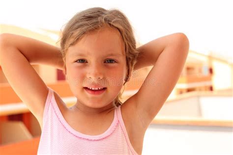 Girl In Singlet Put Her Hands Behind Head Royalty Free Stock Image Image