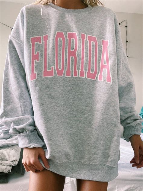Original Pink Florida Crewneck Cute Sweatshirts Sweatshirts Cozy