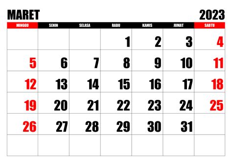 Kalender Maret 2023 Kalender365su