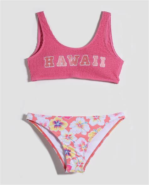 Riachuelo Biquíni Juvenil Com Lastex Hawaii Rosa Accessori By Riachuelo