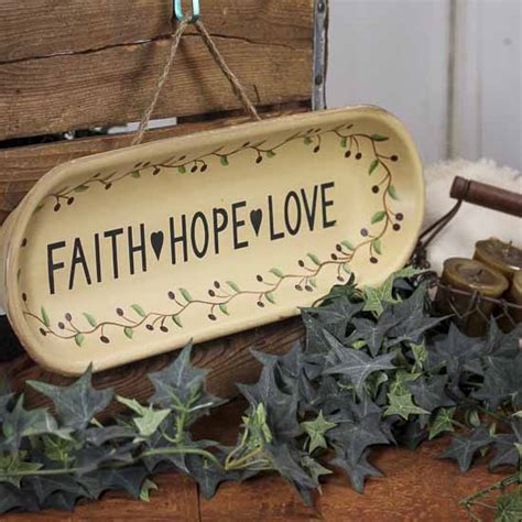 Find wood and metal wall decor for every color scheme and style, whether you're searching for a clock that doubles as art or a mirror to visually expand a room. Primitive "Faith Hope Love" Wall Hanging Tray - Decorative Plates and Bowls - Primitive Decor