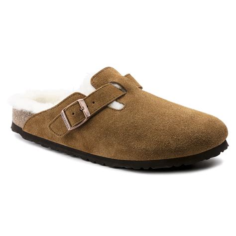 Birkenstock Boston Shearling Mink Suede Leather Lauries Shoes