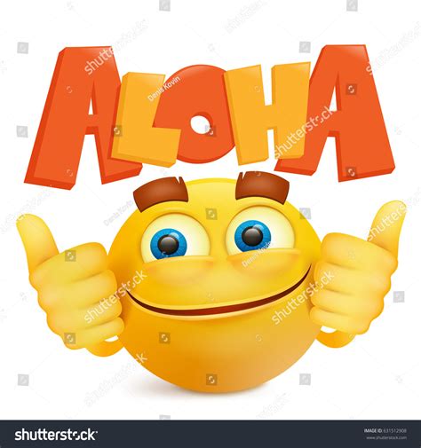 Yellow Smiley Cartoon Emoji Character Aloha เวกเตอร์สต็อก ปลอดค่า