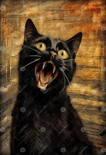 Black Screaming Cat Angry Cat Cat Screaming Generated By Ai