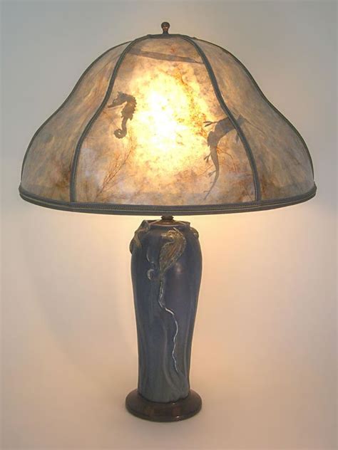 Arts And Crafts Table Lamp Ephraim Faience Art Pottery Sea Horse Lamp