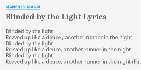 Blinded By The Light Lyrics By Manfred Mann Blinded By The Light