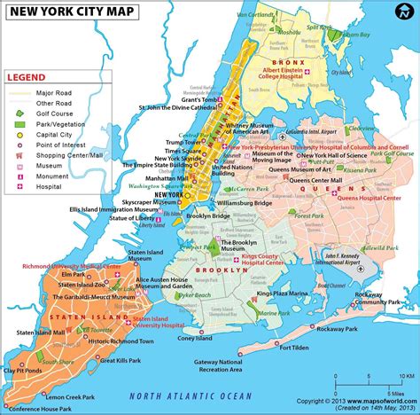 New York City Kaart Een Kaart Van New York City New York Usa