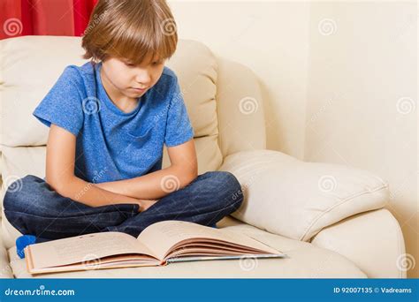 Kid Reading A Book At Home Stock Image Image Of Beautiful 92007135