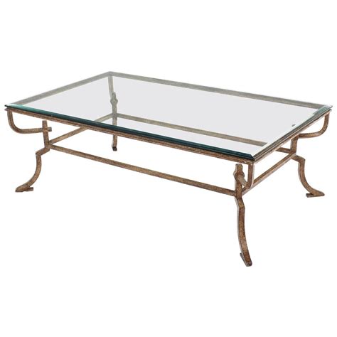 Heavy Wrought Iron Studio Work Base Glass Top Coffee Table For Sale At
