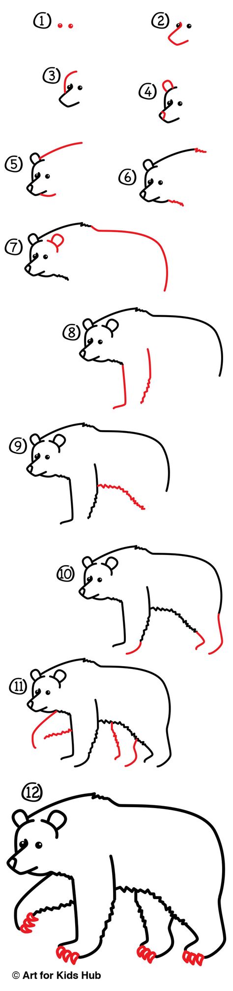 How To Draw A Grizzly Bear Realistic Art For Kids Hub