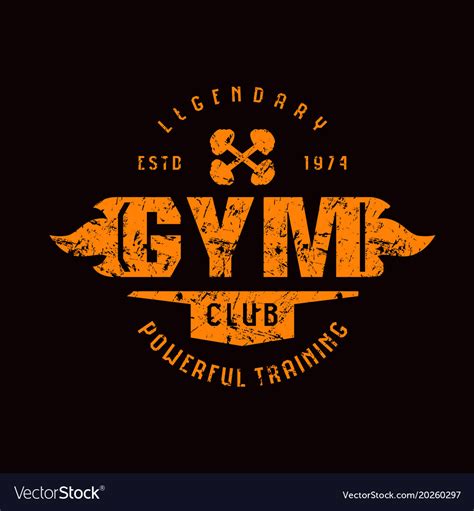 Gym Club Emblem Graphic Design For T Shirt Vector Image