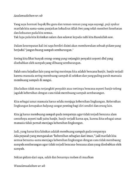 Contoh Pidato Jangan Buang Sampah Sembarangan yang Singkat