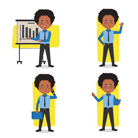 Set Of African American Businessman Character 1110502 Vector Art At