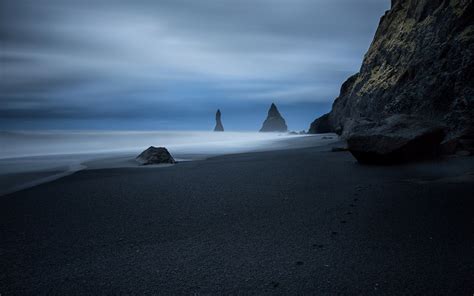 Iceland Nature Sea Beach Cliff Coast Landscape Wallpapers Hd