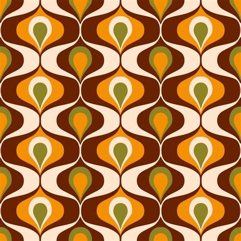 Retro 70s Ovals Op Art Pattern Brown Orange Art Print By Dana Du
